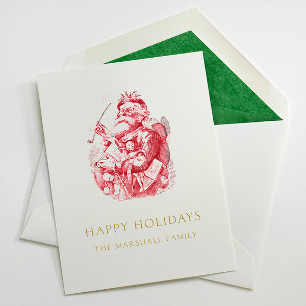 Custom Stationery - Set of 100 - Nast Santa Holiday Cards