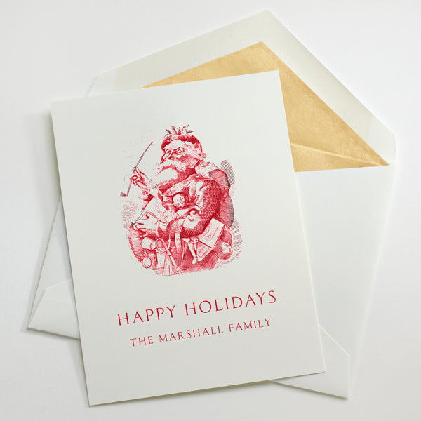 Custom Stationery - Set of 100 - Nast Santa Holiday Cards