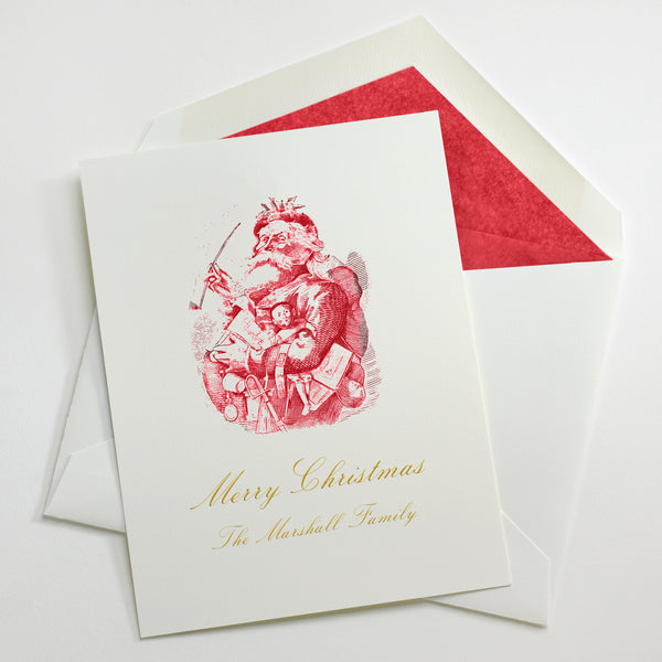 Custom Stationery - Set of 100 - Nast Santa Holiday Cards