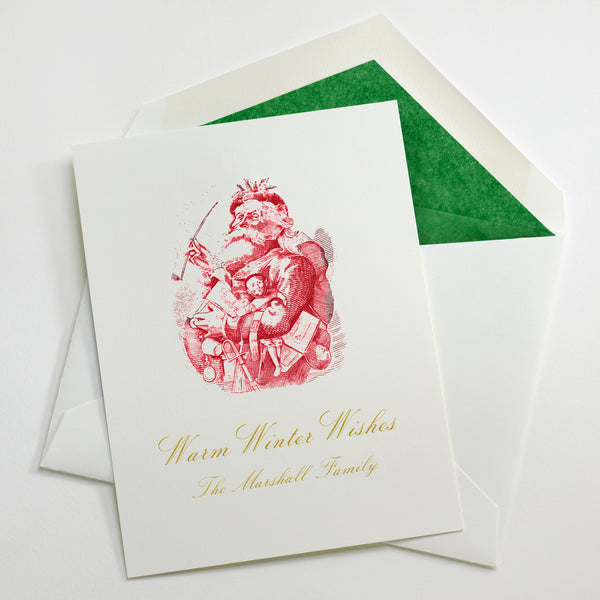 Custom Stationery - Set of 100 - Nast Santa Holiday Cards