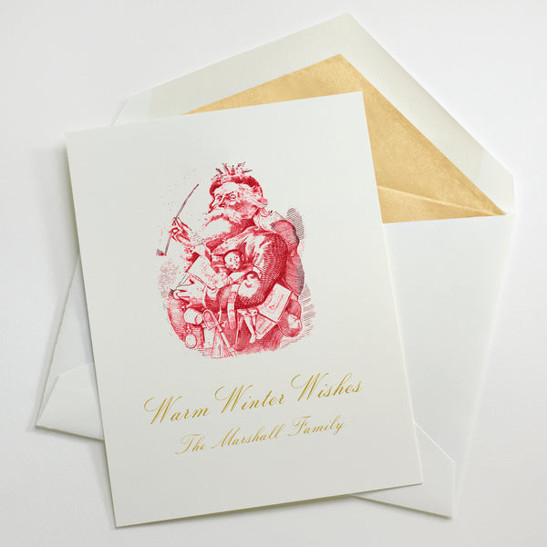 Custom Stationery - Set of 100 - Nast Santa Holiday Cards