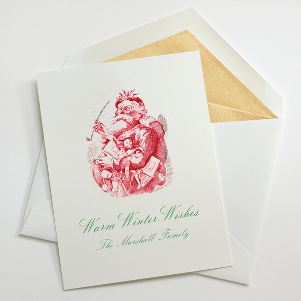 Custom Stationery - Set of 100 - Nast Santa Holiday Cards