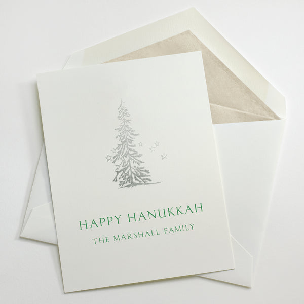 Custom Stationery - Set of 100 - Starry Night Tree Holiday Cards