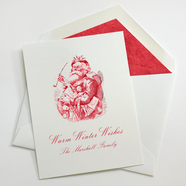 Custom Stationery - Set of 100 - Nast Santa Holiday Cards