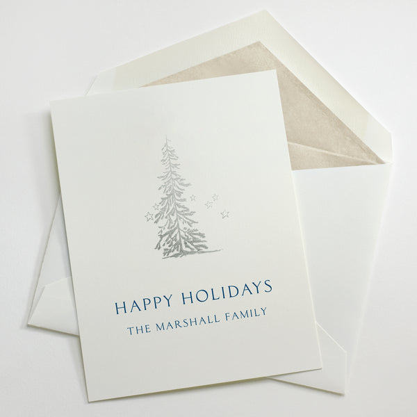 Custom Stationery - Set of 100 - Starry Night Tree Holiday Cards
