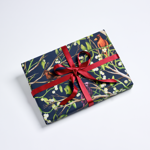 Bird Scene Wrapping Sheets – Navy